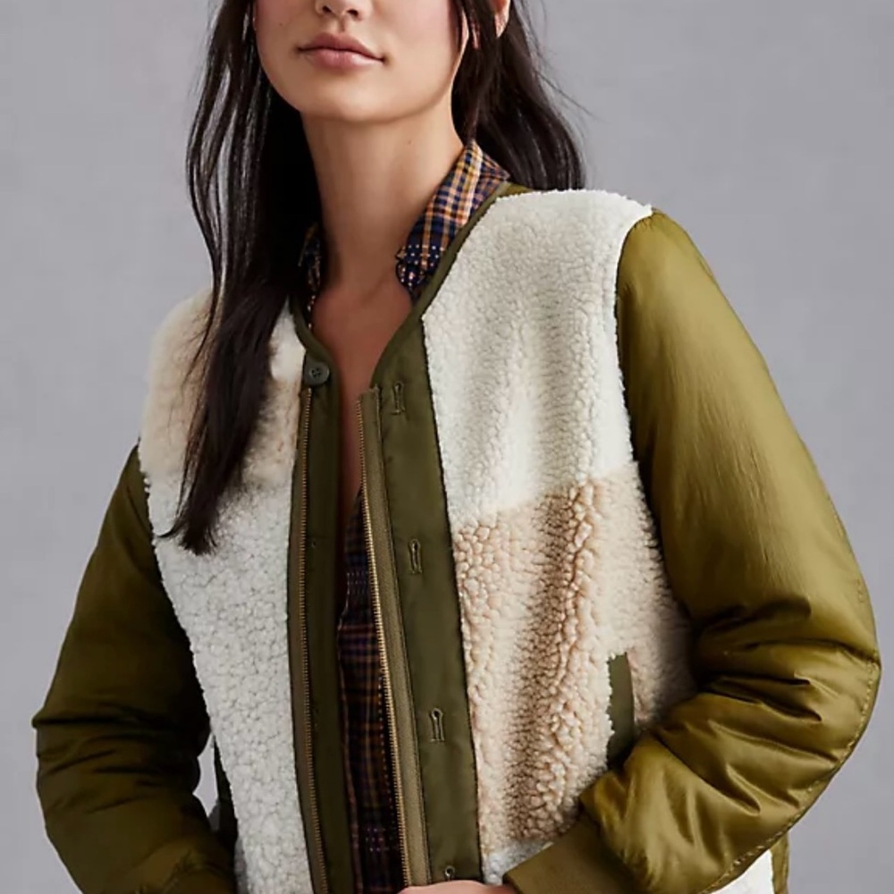 MOTHER The Inner Lining Olive Quilted Bomber Jacket